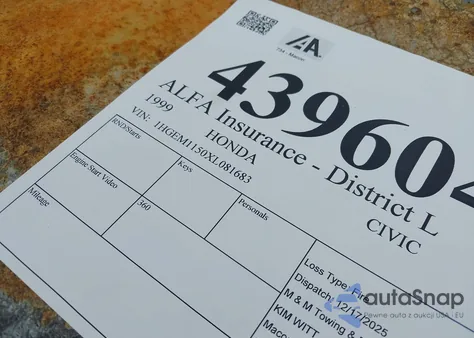 1999 Honda Civic Si from USA, damaged, VIN 1HGEM1150XL081683